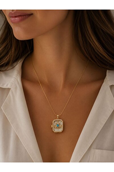 stainless steell Openable Vintage Steel Necklace with Gold Cover