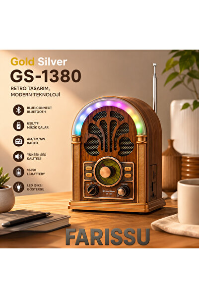 farissu GS-1380 Retro Tasarım Nostaljik Radyo - Bluetooth, USB/TF Müzik Çalar...