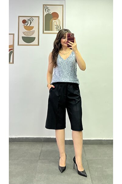 bydenizcollection Fabric Capri with Side Pockets and Pocket Appearance on the...