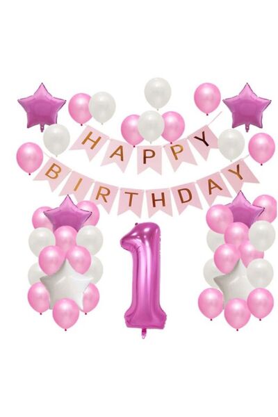 genaja Set Baloane Aniversare HAPPY BIRTHDAY, Set 42 Piese, Cifră Mare din Fo...