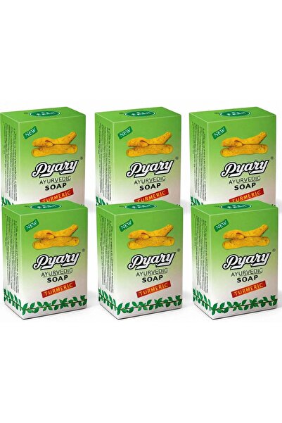 Pyary صابون الكركم الأيورفيدي عبوة من 6 قطع × 75 جرام |   صابون عشبي لتفتيح ا...