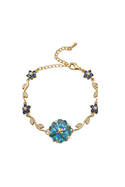 Black Season Colorful Zircon Flower Bracelet Gold Plated - Adjustable Size