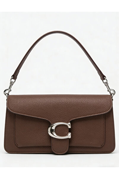 Coa Brown pebbled C-buckle bag | Retro-modern, with a touch of sophistication