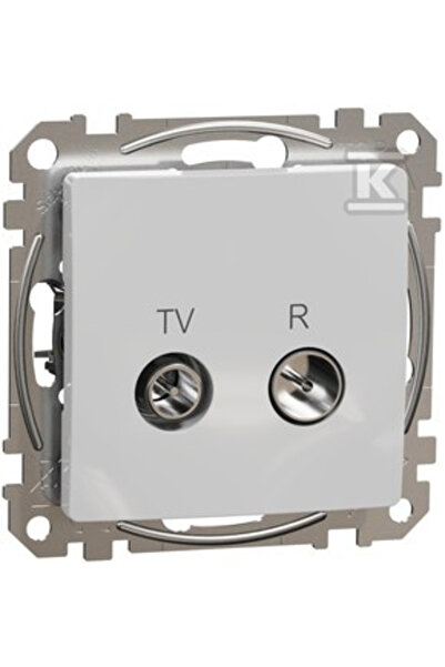 Schneider Electric Priză R/TV cu orificiu traversant (7dB), aluminiu argintiu...