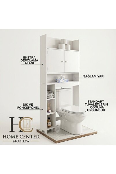 Home Center Mobilya Leona Klozet Üstü Banyo Dolabı - Çok Amaçlı Dolap - Beyaz