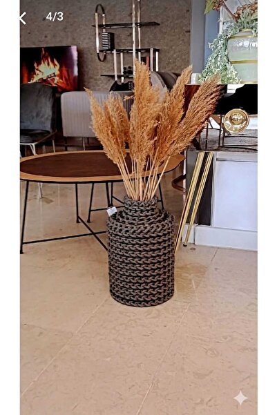 Egindra Decorative Metal Wire Wicker Braided Jute Handmade Flower Pampas Vase...