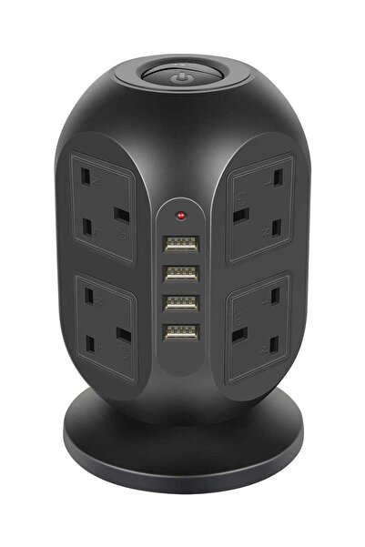 sharpdo مقبس كهربائي عمودي بـ 24 فتحة مع 4 منافذ USB