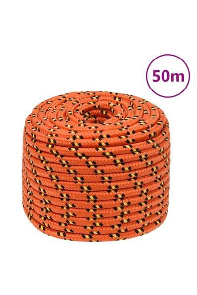 vidaxl Frânghie de barcă, portocalie, 12 mm, 50 m, polipropilenă