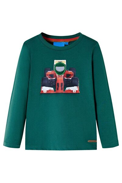 vidaxl Tricou cu mânecă lungă pentru copii, verde, 116