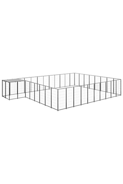 vidaxl Țarc pentru câini, negru, 25.41 m², oțel