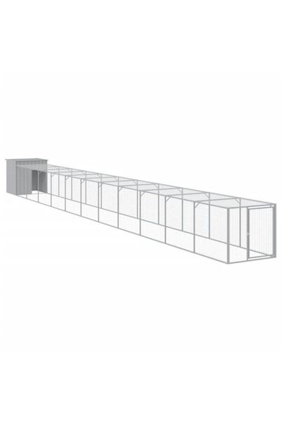 vidaxl Coteț de găini cu incintă gri deschis 110 x 1221 x 110 cm din oțel gal...