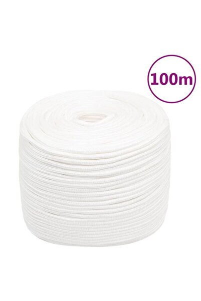 vidaxl Frânghie pentru barcă, albă integrală, 6 mm, 100 m, polipropilenă