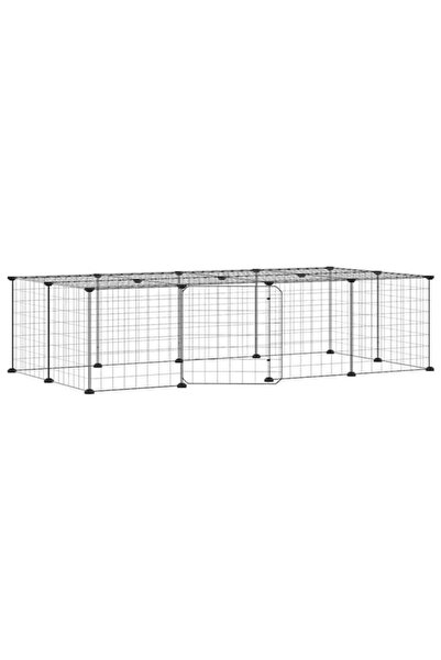 vidaxl Cușcă pentru animale de companie cu ușă, 20 panouri, neagră, 35 x 35 c...