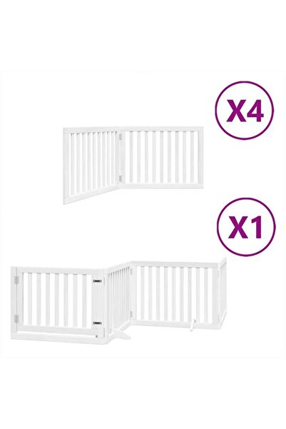 vidaxl Barieră pliabilă pentru câini cu ușă, 12 panouri, albă, 960 cm, din le...
