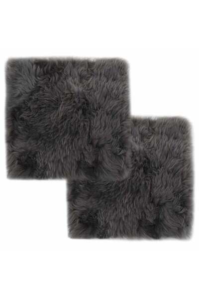 vidaxl Huse scaune 2 buc. piele de oaie gri deschis 40 x 40 cm