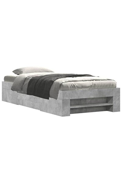 vidaxl Cadru de pat, gri beton, 90 x 200 cm, lemn prelucrat