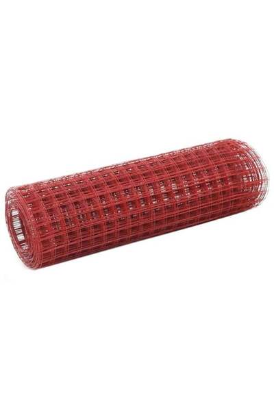 vidaxl Plasa de gard pentru găini, roșie, 10 x 0,5 m, oțel placat cu PVC