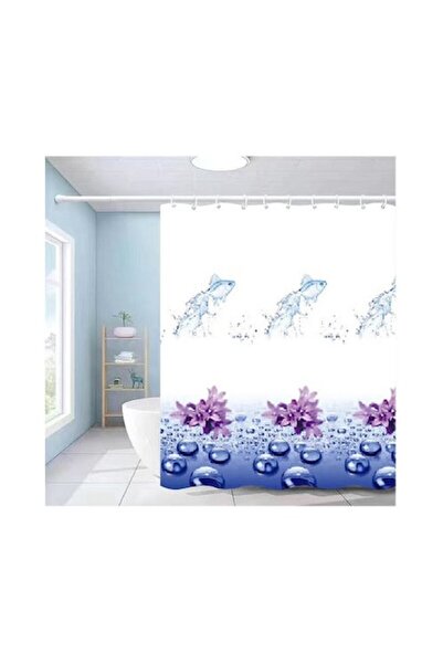Ermetiq Perdea de duș impermeabilă BLUE WATER PEVA 180x200cm cu inele din pla...
