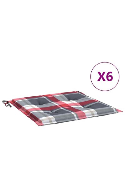 vidaxl Perne de scaun în carouri roșii, 6 buc., 50 x 50 x 4 cm, textil Oxford