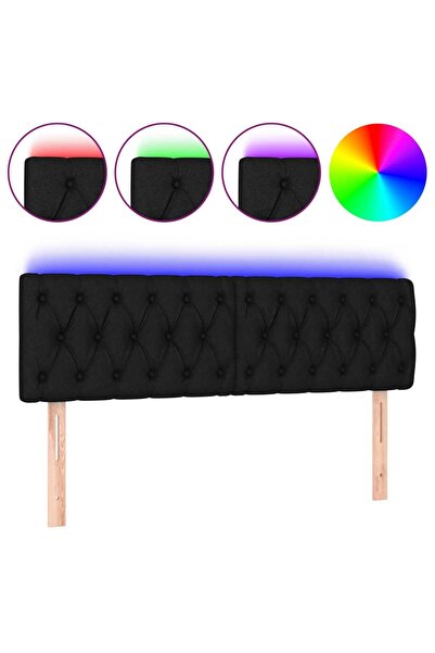 vidaxl Tăblie de pat cu LED, negru, 144x7x78/88 cm, textil