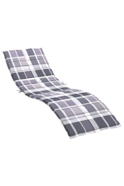 vidaxl Pernă pentru șezlong, Gri în carouri, 200 x 50 x 3 cm, Material Oxford