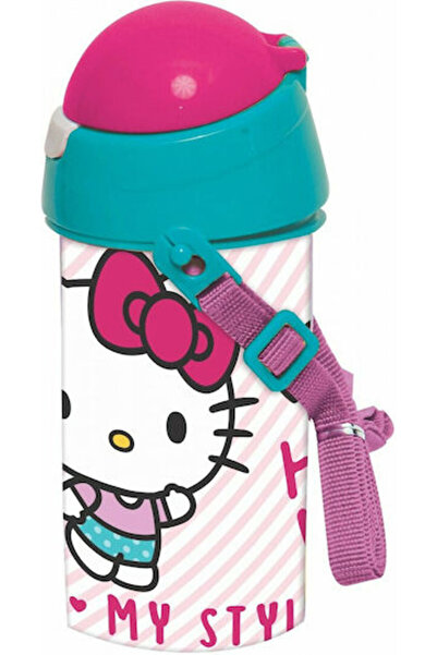GİM Παιδικό Παγούρι Νερού Hello Kitty, Πλαστικό με Καλαμάκι, Ροζ, 500ml, Κωδι...