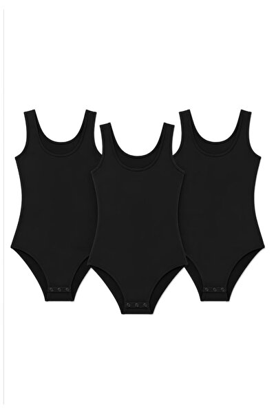 CHARM Yıldız 3-Pack Women's Lycra Wide Strap Snap-On Bodysuit Flexible Cotton...