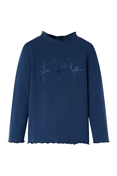 vidaxl Tricou cu mânecă lungă pentru copii, bleumarin, 128