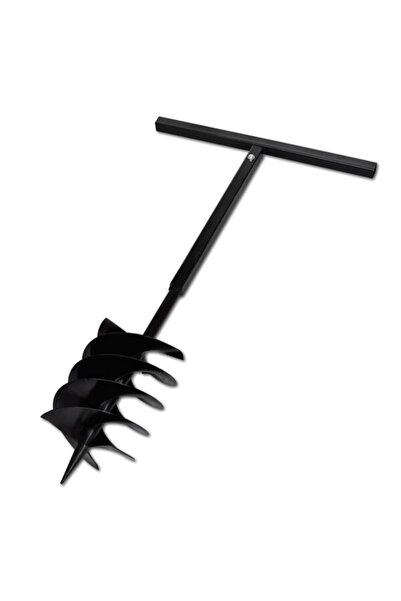 vidaxl Burghiu de pământ cu mâner, 200 mm, trei spirale, negru, oțel