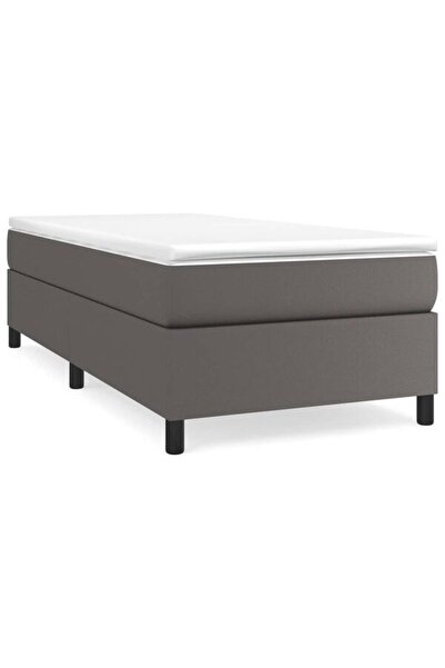 vidaxl Pat boxspring cu saltea, gri, 80 x 200 cm, piele