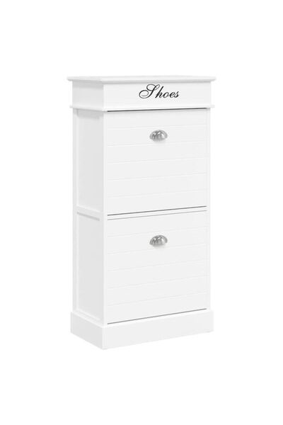 vidaxl Dulap pentru pantofi, alb, 50 x 28 x 98 cm, lemn de paulownia