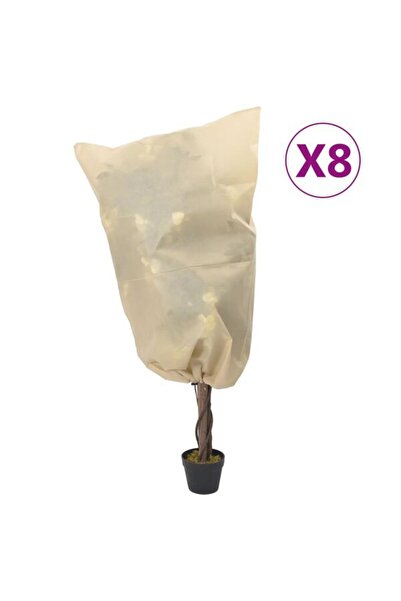 vidaxl Huse din fleece pentru plante cu șnur, 8 bucăți. 70 g/m² 0.8 x 0.8 m
