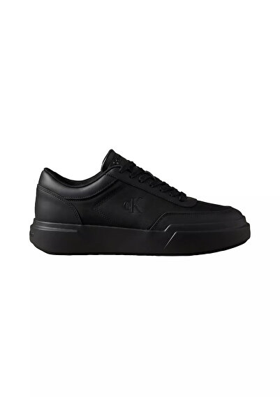 Calvin Klein Erkek Düşük Bilekli CK Logo İmzalı Deri Siyah Sneaker