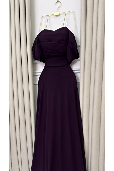 Kayla Long Chiffon Dress with Chest Folds