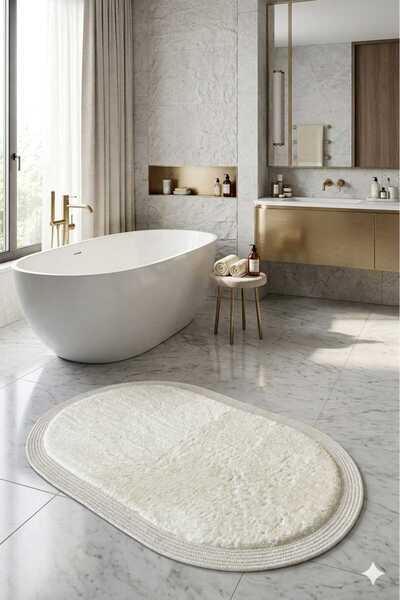 Esperya Home Bathroom Carpet Non-Slip Base Washable Plush Carpet Jute Edge Pl...