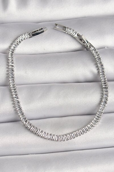 Generic Brand Brass Silver Color Zircon Stone Waterway Model Women's Bracelet