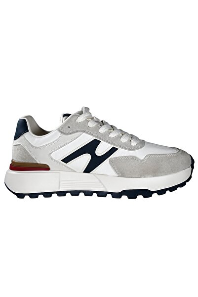 NORRSKEN Men's n print detail vegan leather textile lace-up daily sports white