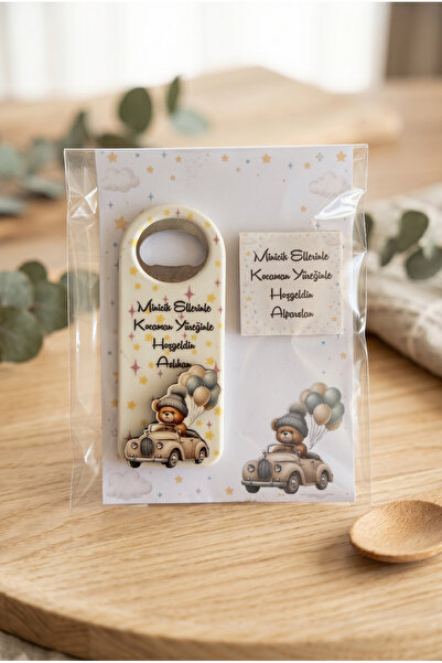Bebek Süsü Arabadaki Ayıcık Bebek Hediyelik Açacak Magnet 20'li Paket