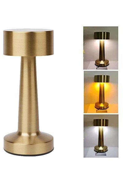 HİAS Table Lamp Metal Gold Touch Sensor - LED Rechargeable Cordless Desk Ligh...