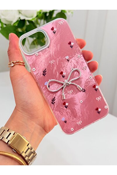 HyperAge iPhone 16E / 17E Kılıf Ebru Efektli 3D Fiyonklu Çiçek Desenli Kamera...