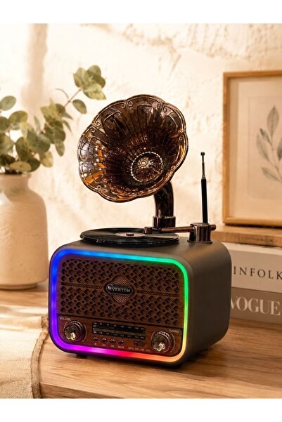 m memita Everton RT-709 Nostaljik Gramofon Bluetooth Radyo USB TF Kart Şarjlı...