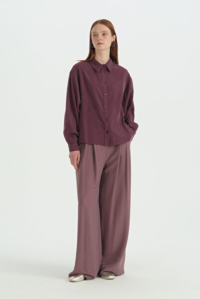 Nihan Front Cut Shirt - Plum