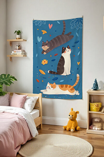 Tepeli Home Lazy Cats Wall Covering – & Gift Room Decor, Setup Decor, Large Size