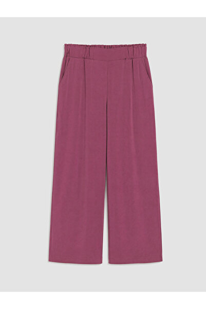 LC Waikiki Nevavm Women's Pleated Fabric Trousers with Elastic Waist and Diff...