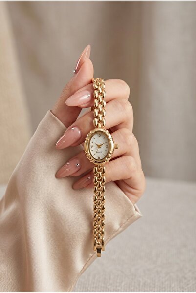 KLISHE Butik Pearla Women's Steel Watch Gold Color & Pearlescent White Dial M...