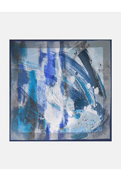Kayra 100% Lyocell Brush Pattern Scarf Indigo