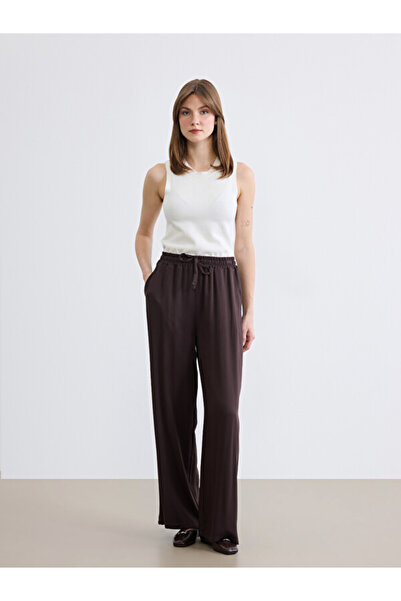 LC Waikiki Rmz Gi̇yi̇m Farkiyla Women's Wide Leg Pants with Waist Cord