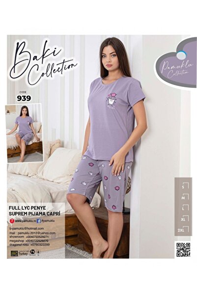 pamuklu Pijama Dama Baki Licra Capri 939
