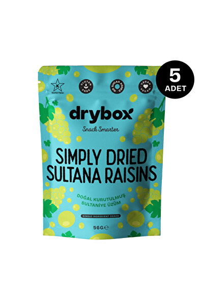 DRYBOX Dried Organic Grapes 56g 5-Pack – No Added Sugar, 100% Natural Soft He...
