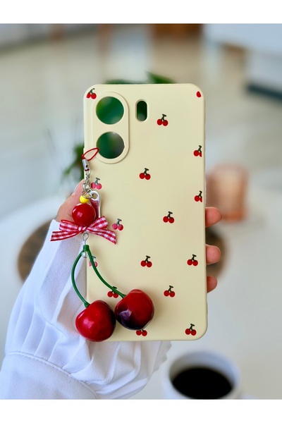 Go Aksesuar Xiaomi Redmi 13C Uyumlu 3D OYUNCAKLI Charm KİRAZ Tasarımlı Siliko...